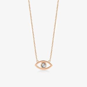 GELIN Diamond Eye Dainty Necklace 14K Solid‎  Rose Gold